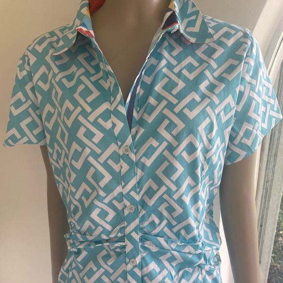 Dizzy Lizzie Dress Turquoise and White XL runs  VERY Small NWT - Picture 2 of 11